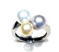 Anello Donna B&B in Oro bianco Perla PERLE MULTICOLOR B & Sommer B